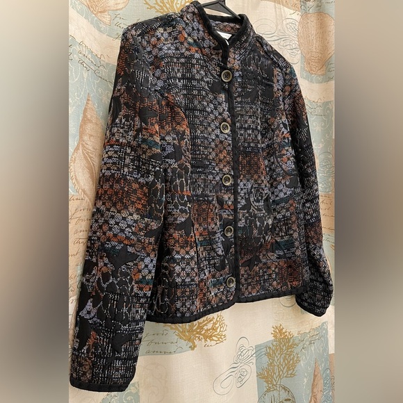Christopher&Banks Womens Med Earth Tones Button Sport Jacket Office Floral Geo - Picture 3 of 10